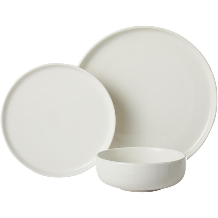 Ensemble de vaisselle en porcelaine blanc urbain, 12 pièces