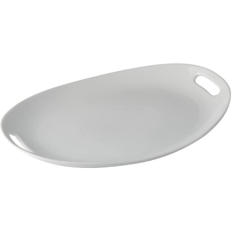 White Oval Serving Tray - with Handles