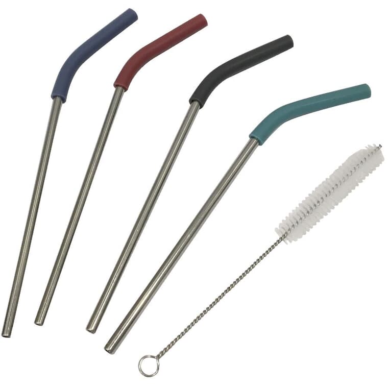 5 Piece Reusable Stainless Steel Straw Set