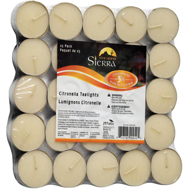 25 Pack Citronella Tea Light Candles