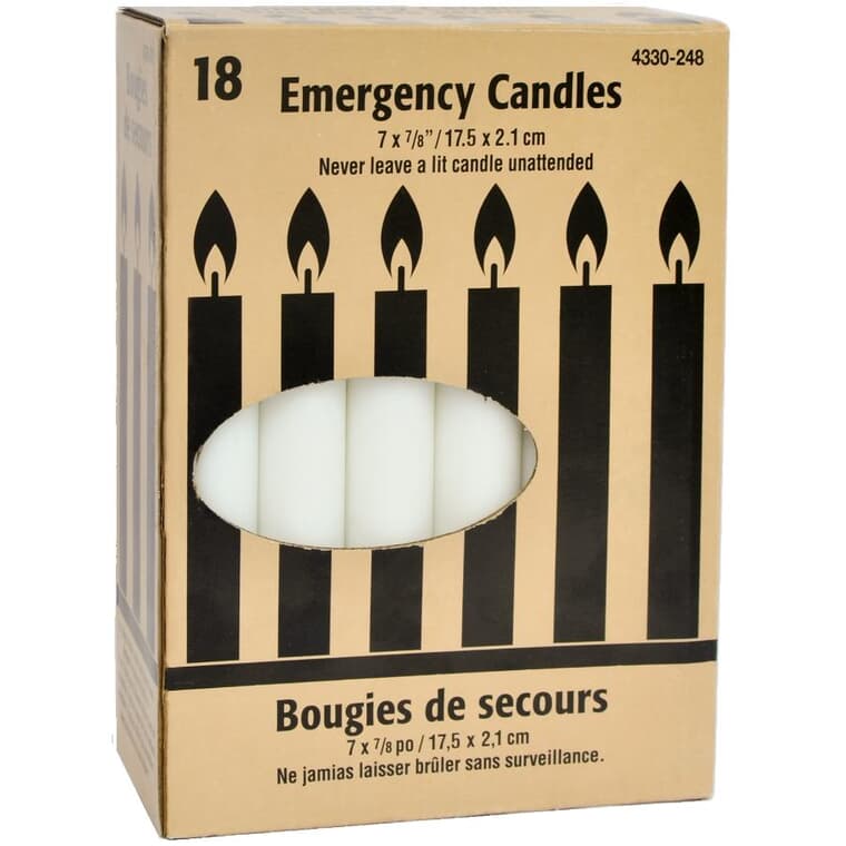 Emergency Wax Candles - 7", 18 Pack