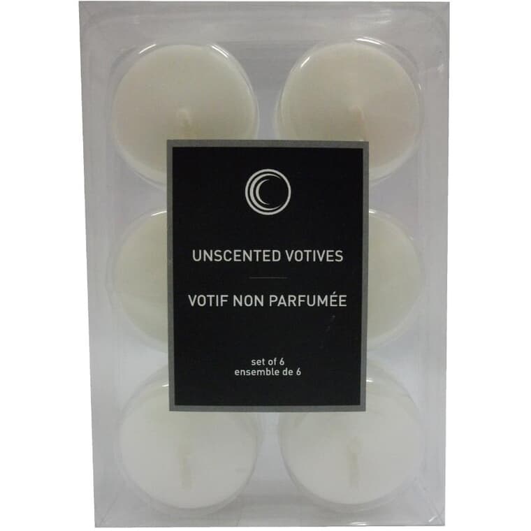 Unscented Votive Candles - White, 6 Pack
