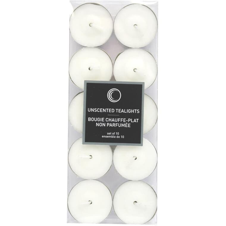 Unscented Tealight Candles - White, 10 Pack