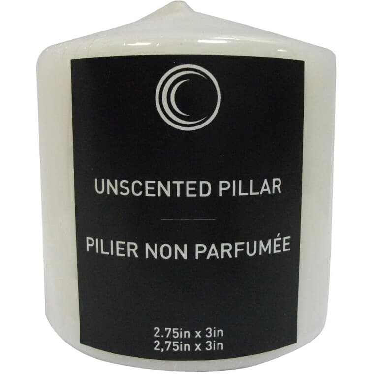 Unscented Pillar Candle - White, 2.75" x 3"