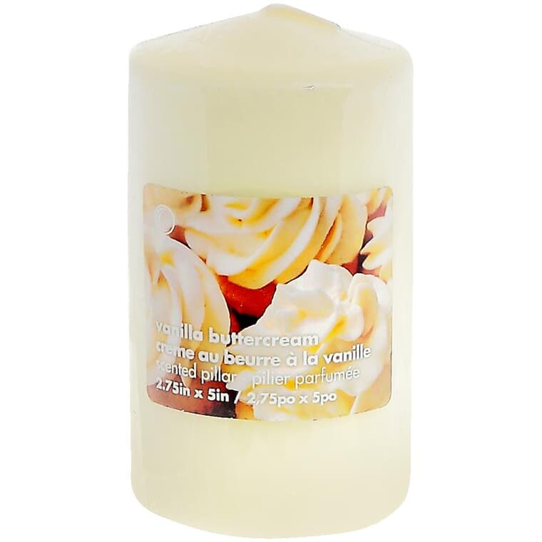 Chandelle cylindrique de 2,75 x 5 po, crème au beurre à la vanille