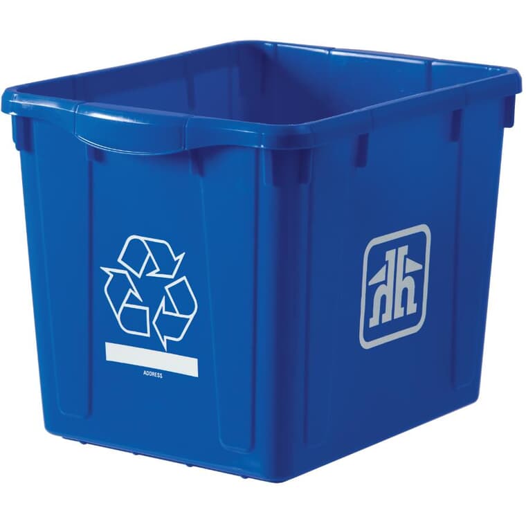 Bac de recyclage avec rebords de couleur bleu, 53 L
