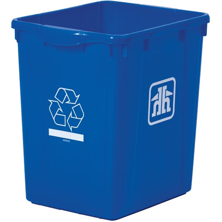 Bac de recyclage avec rebords de couleur bleu, 83 L
