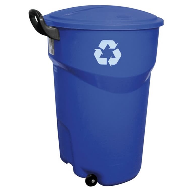 Bac de recyclage bleu sur roulettes, 121 L