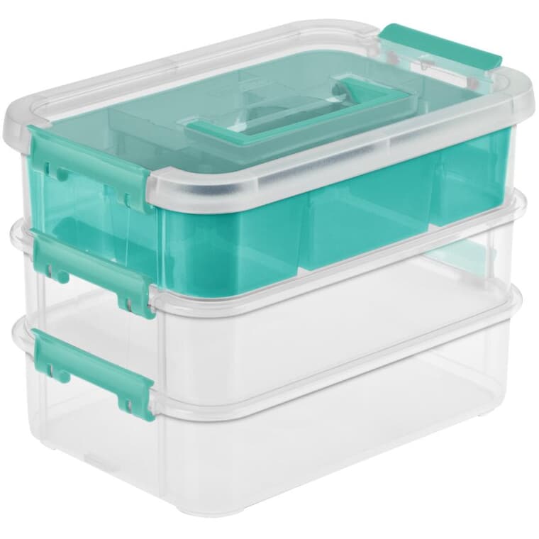 3 Layer Stack and Carry Storage Box, with Handle