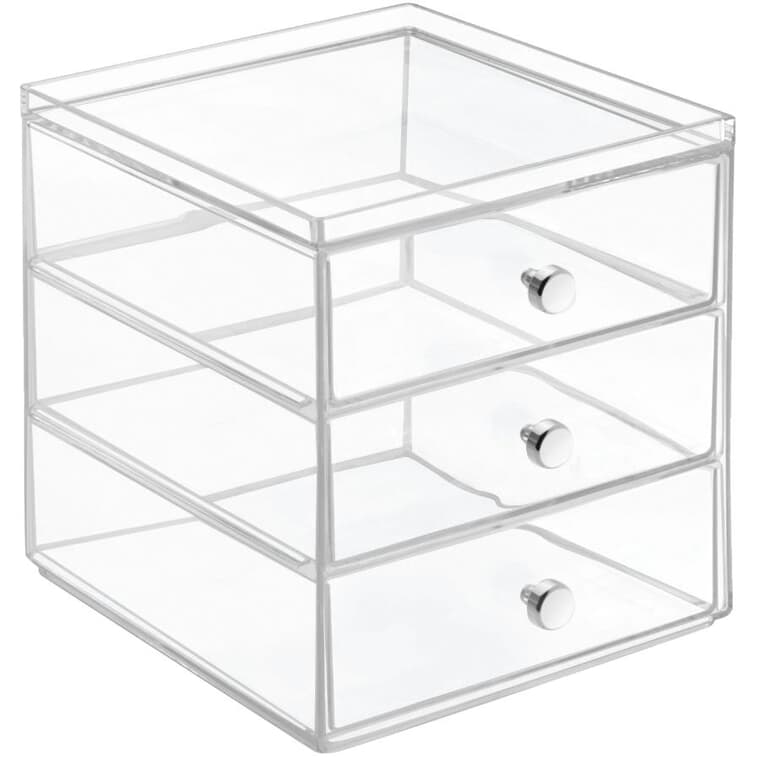 Clear Mini Plastic 3 Drawer Stackable Chest