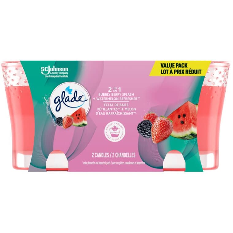 Bubbly Berry Splash & Watermelon Refresher 2-in-1 Candle Air Freshener - 2 Pack