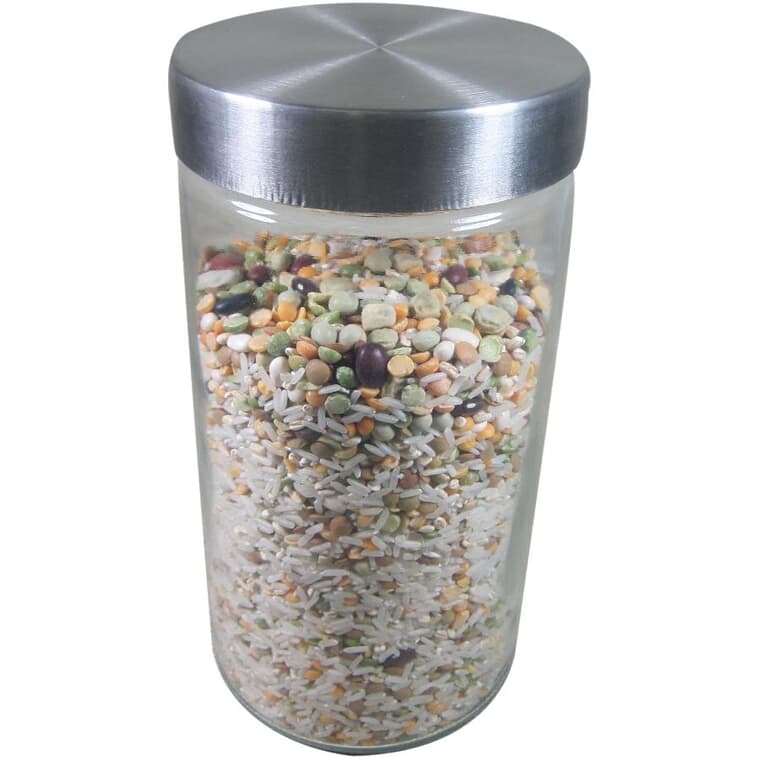Round Glass Canister with Stainless Steel Lid - 1.7 L
