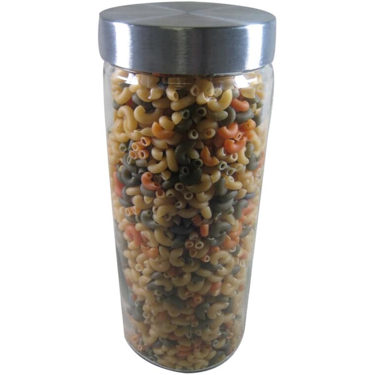 Round Glass Canister with Stainless Steel Lid - 2.1 L