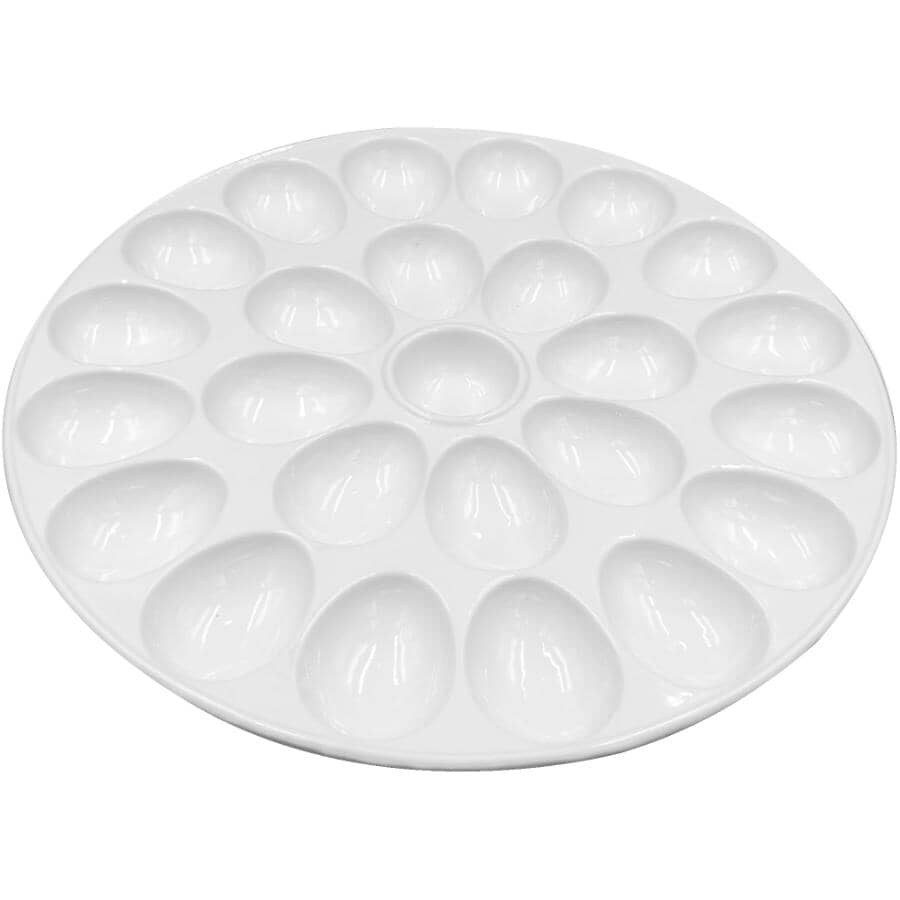 食器   Divelled egg tray Kook Deviled Egg Platter Tray, Holds 12 Eggs, Sleek Ceramic