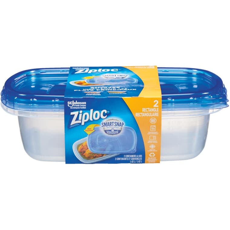 Large Rectangular Food Containers - 1.42 L, 2 Pack