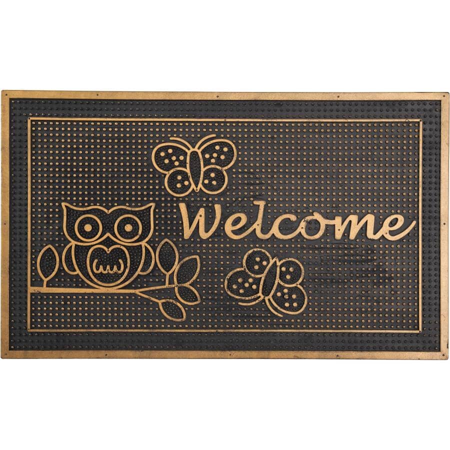 FHE:18" x 30" Owl Rubber Pin Welcome Mat