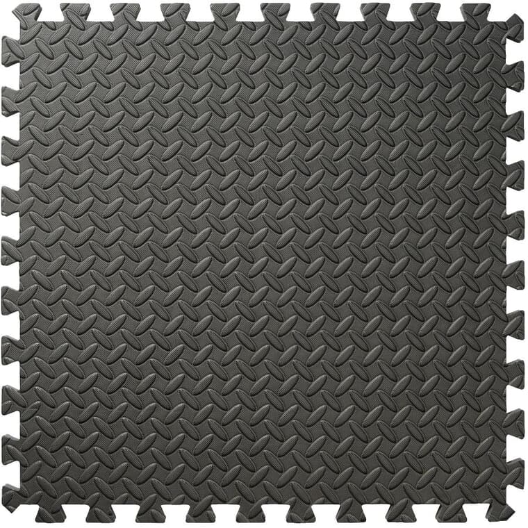 Paquet de 4 morceaux de tapis à emboîtement en mousse EVA gris de 24 po x 24 po