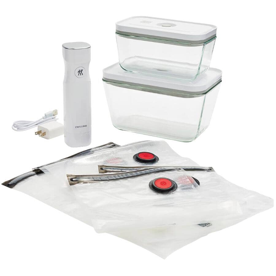 保存容器・ケース ZWILLING FRESH & SAVE VACUUM STARTER SET ZWILLING Fresh & Save Vacuum Sealer Machine Starter Set, 6