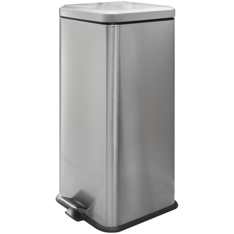 30L Stainless Steel Square Step-On Garbage Can