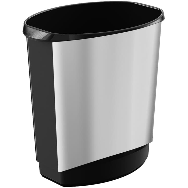 Vanity Wastebasket - Black / Stainless Steel, 14 L
