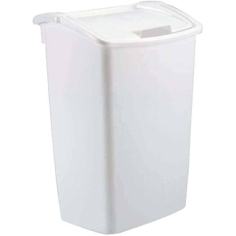 Wastebasket with Dual-Action Lid - White, 45 Qt