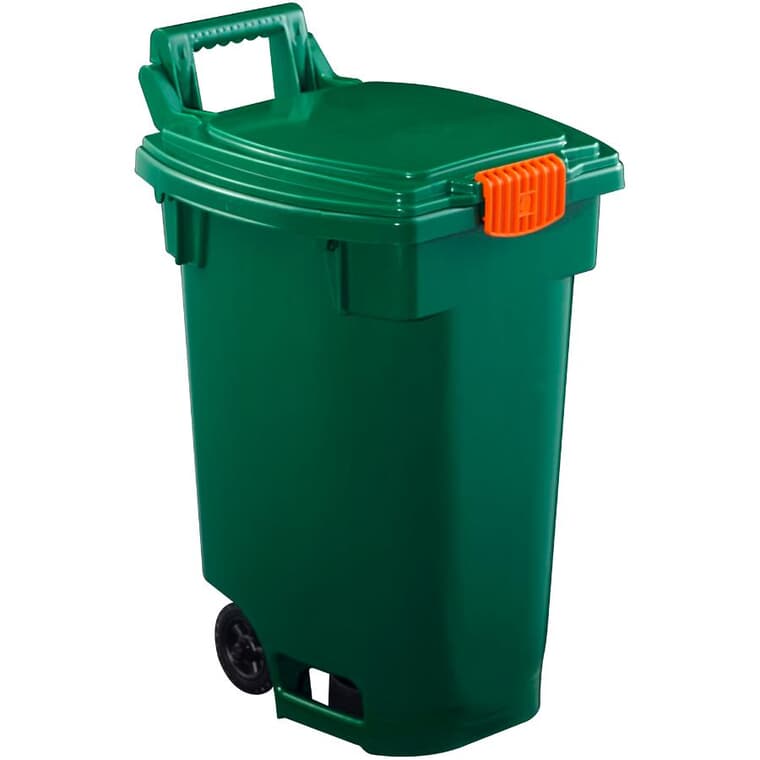 Bac vert de 45 litres avec roulettes pour déchets compostables
