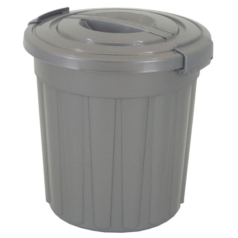Maxi Garbage Can with Lid - Silver, 24 L
