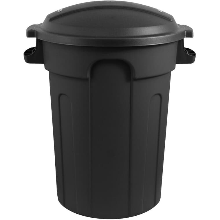 Garbage Can with Lid - Black, 80 L