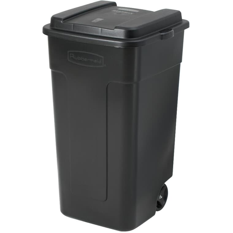 Garbage Can with Wheels - Black, 189 L