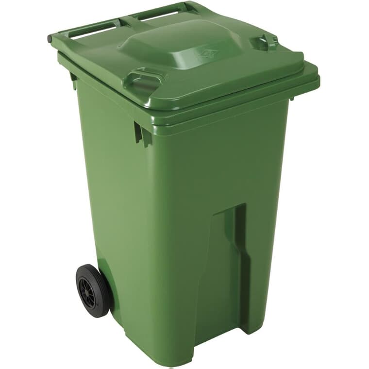 European Grip Wheeled Garbage Bin - Green, 240 L