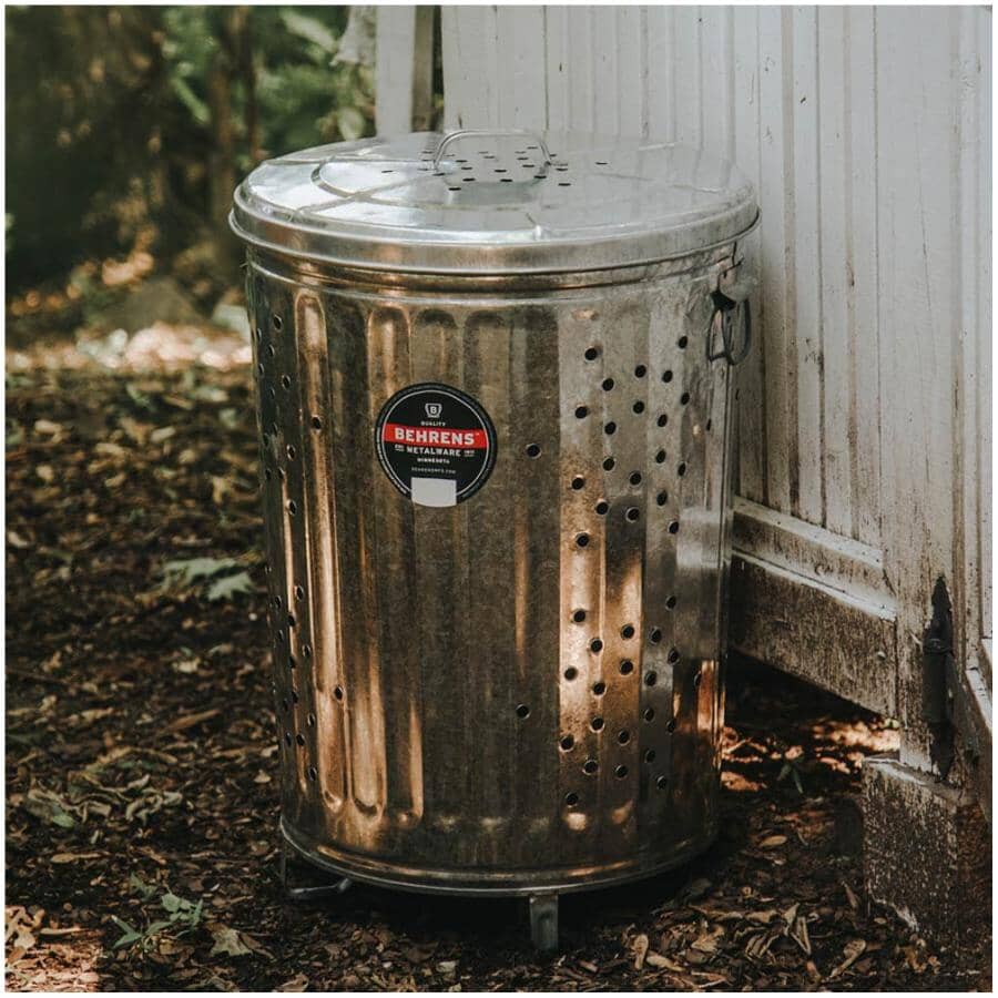 BEHRENS Outdoor Galvanized Compost Trash Can with Lid | Home Hardware