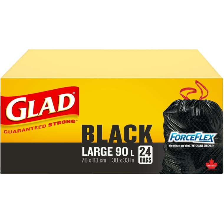 Paquet de 24 sacs à ordures grands de 30 po x 33 po, noir