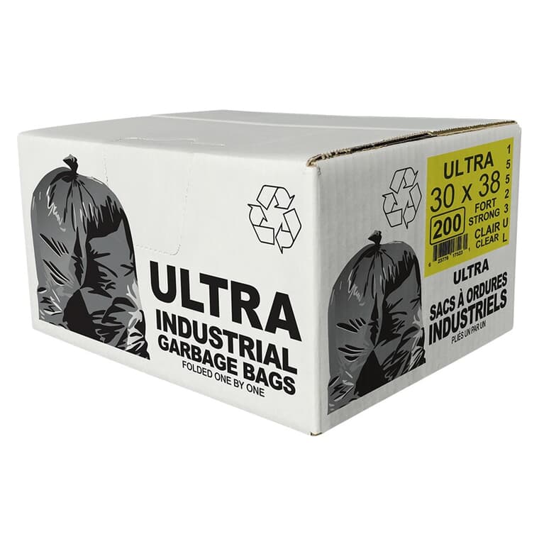 200 Pack 30" x 38" Strong Clear Garbage Bags