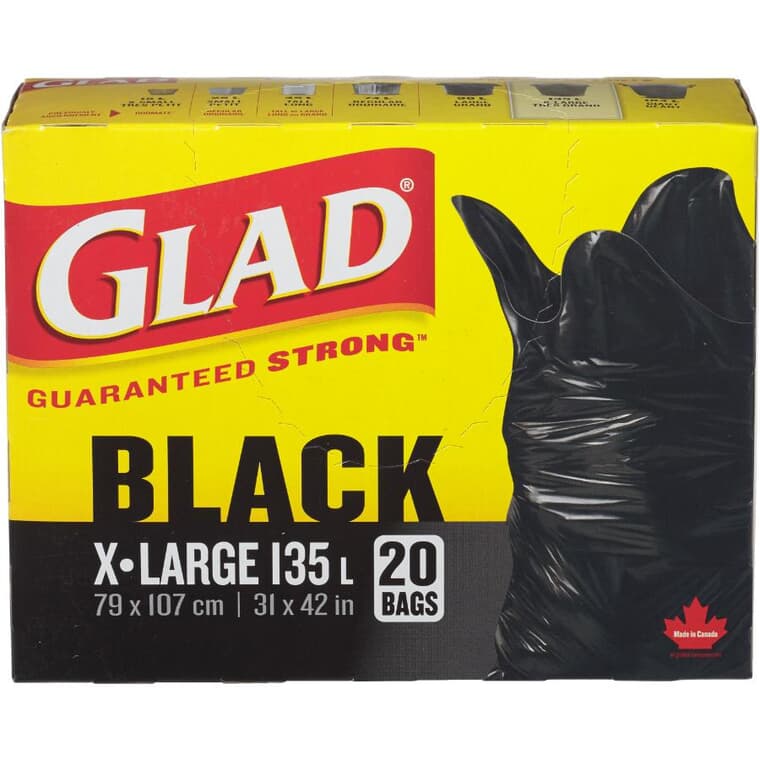 Paquet de 20 sacs à ordures très grands de 31 x 42 po, noir