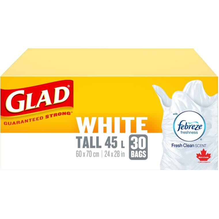 24" x 28" Tall White Febreze Fresh Scent Garbage Bags - 30 Pack