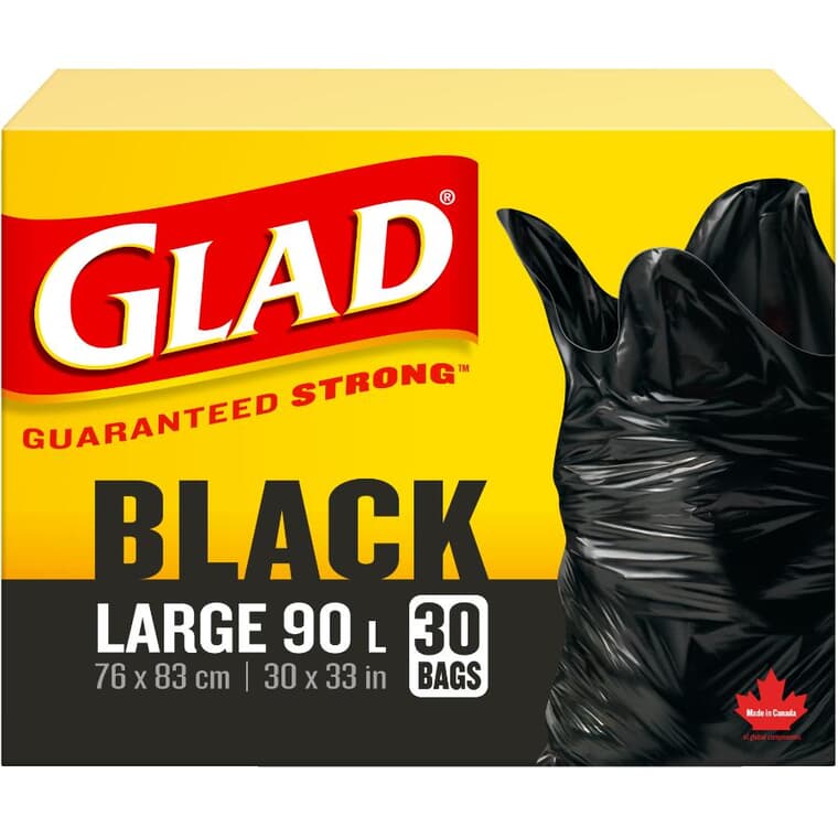 30 Pack 30" x 33" Large Black Easy Tie Garbage Bags