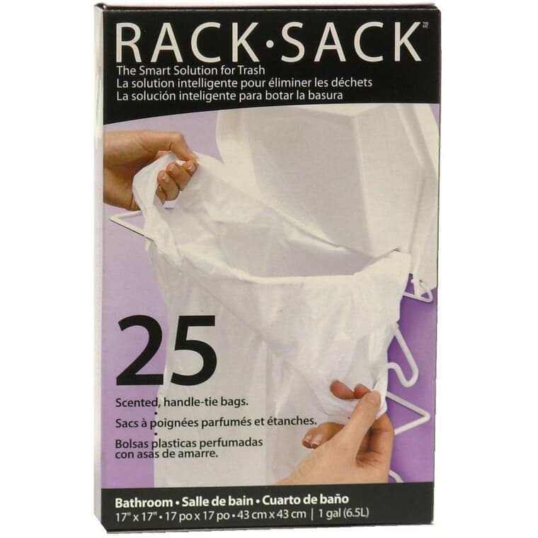 25 Pack 17" x 17" White Bathroom Garbage Bags