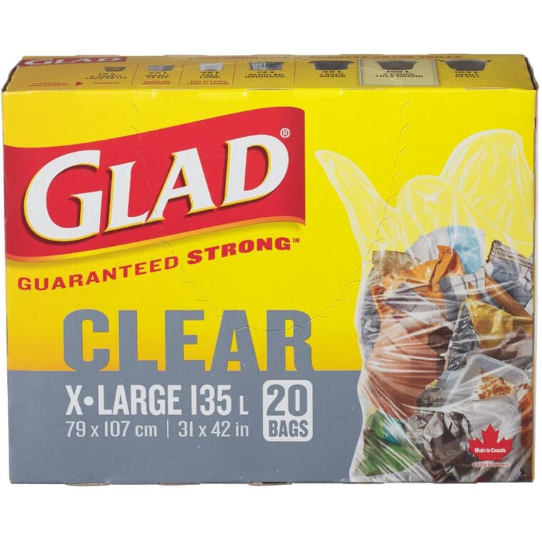 20 Pack 31" x 42" Extra Large Clear Garbage Bags