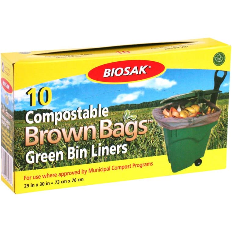 Paquet de 10 sacs à ordures compostables de 29 x 30 po