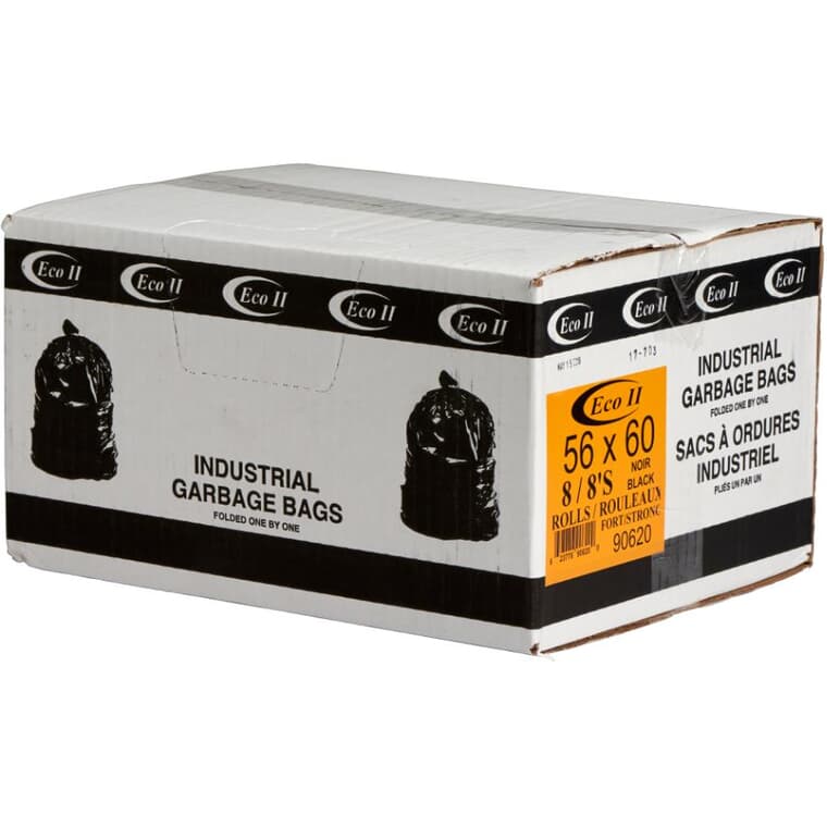 64 Pack 56" x 60" 1.0 Mil Black Strong Garbage Bags