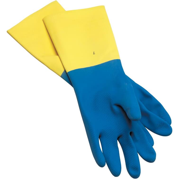Heavy Duty Latex Rubber Coated Work Gloves - with Long Cuff, Small