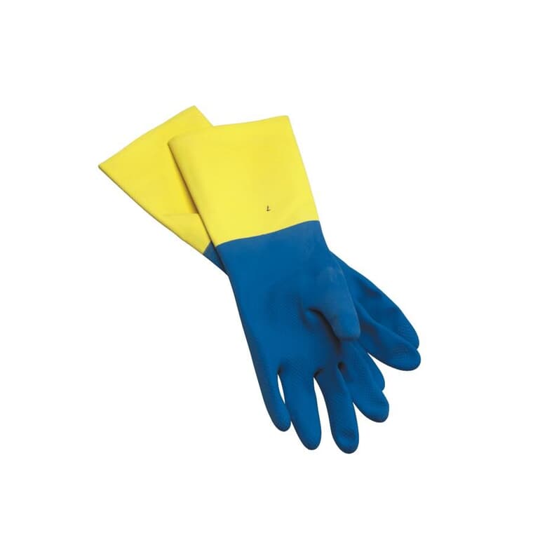 Heavy Duty Latex Rubber Coated Work Gloves - with Long Cuff, Medium