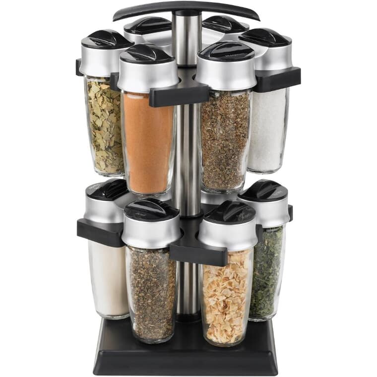 Glass Revolving Spice Rack with 12 Jars - 12"
