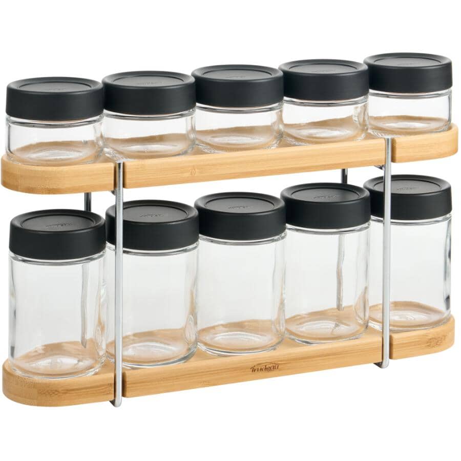 Treadeu Spice Rack TRUDEAU Compact Glass Spice Rack with 10 Jars | Home Hardware