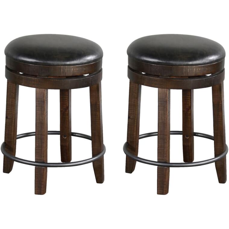 2 Pack 24" Tobacco Leaf Bar Stools, with Cushion Seat