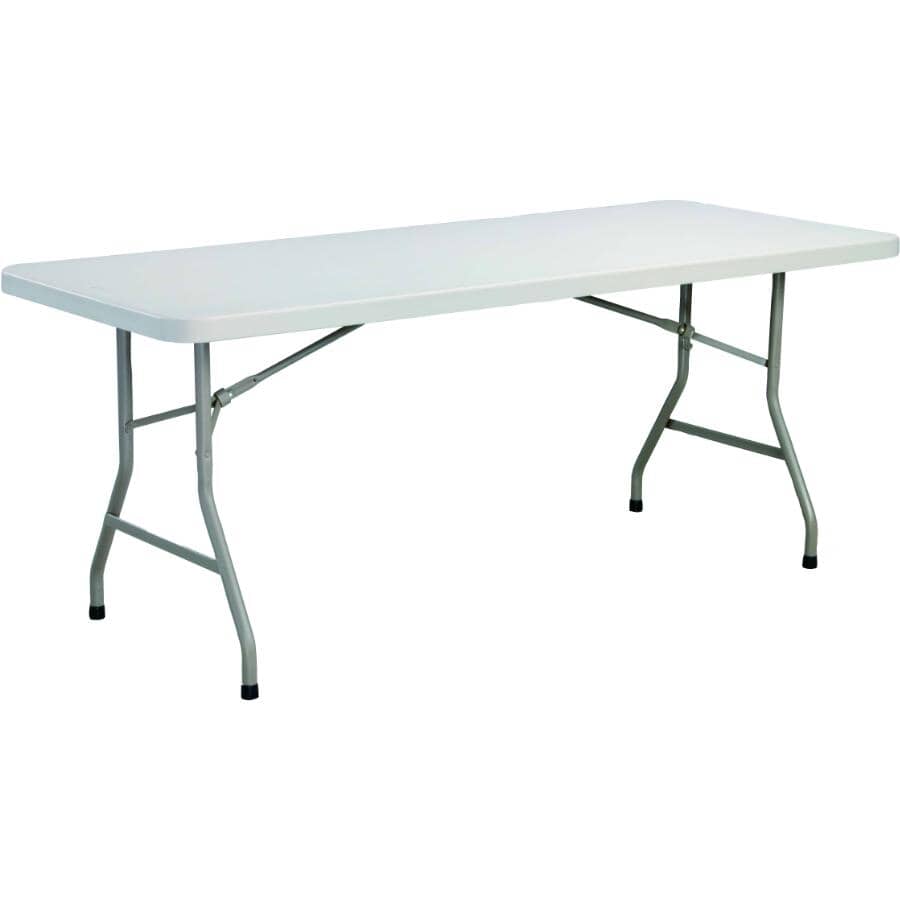 HOME:72" x 30" Plastic Rectangular Folding Table - Light Grey
