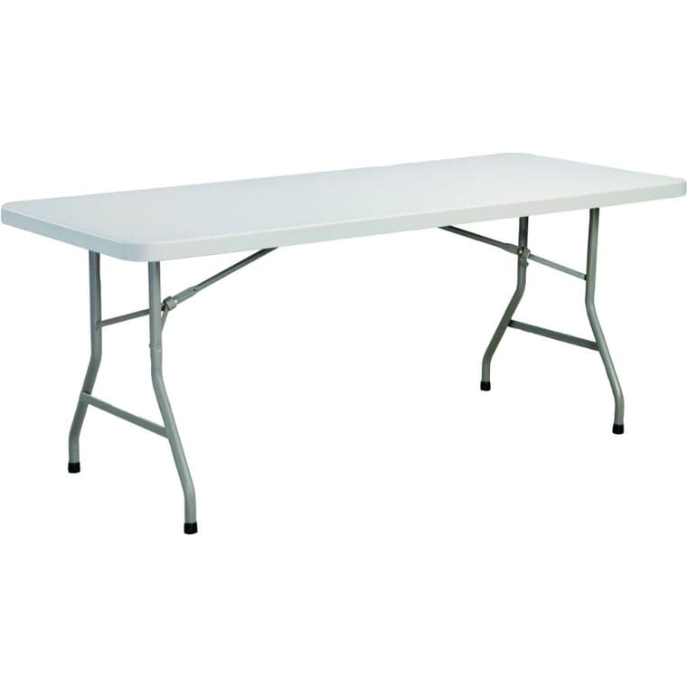 72" x 30" Plastic Rectangular Folding Table - Light Grey