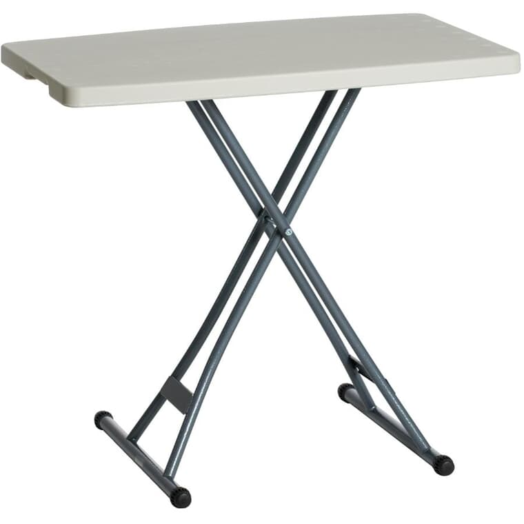 Table pliante rectangulaire réglable de 20 x 30 po en plastique, blanc
