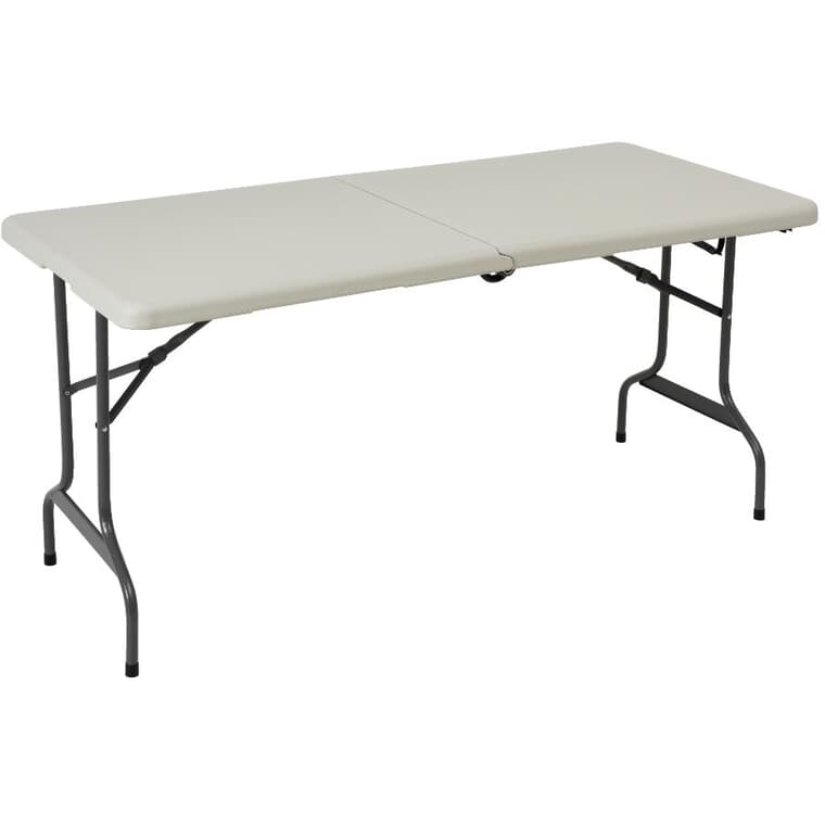Table pliante rectangulaire blanche de 60 x 28 po en plastique avec roues