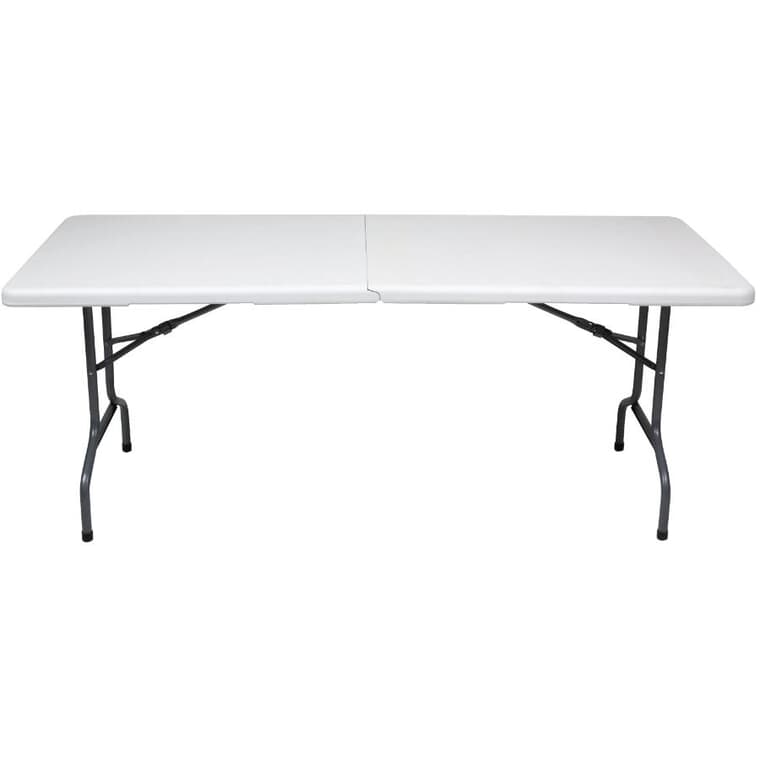 72" x 30" Deluxe Plastic Rectangular Centerfolding Table - White